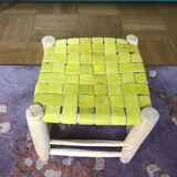Tabouret en cuir jaune