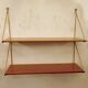 Modular shelves, laminated wood, gilded metal, 1960