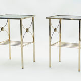 Pair pieces of gold metal glass opalin black 1960s