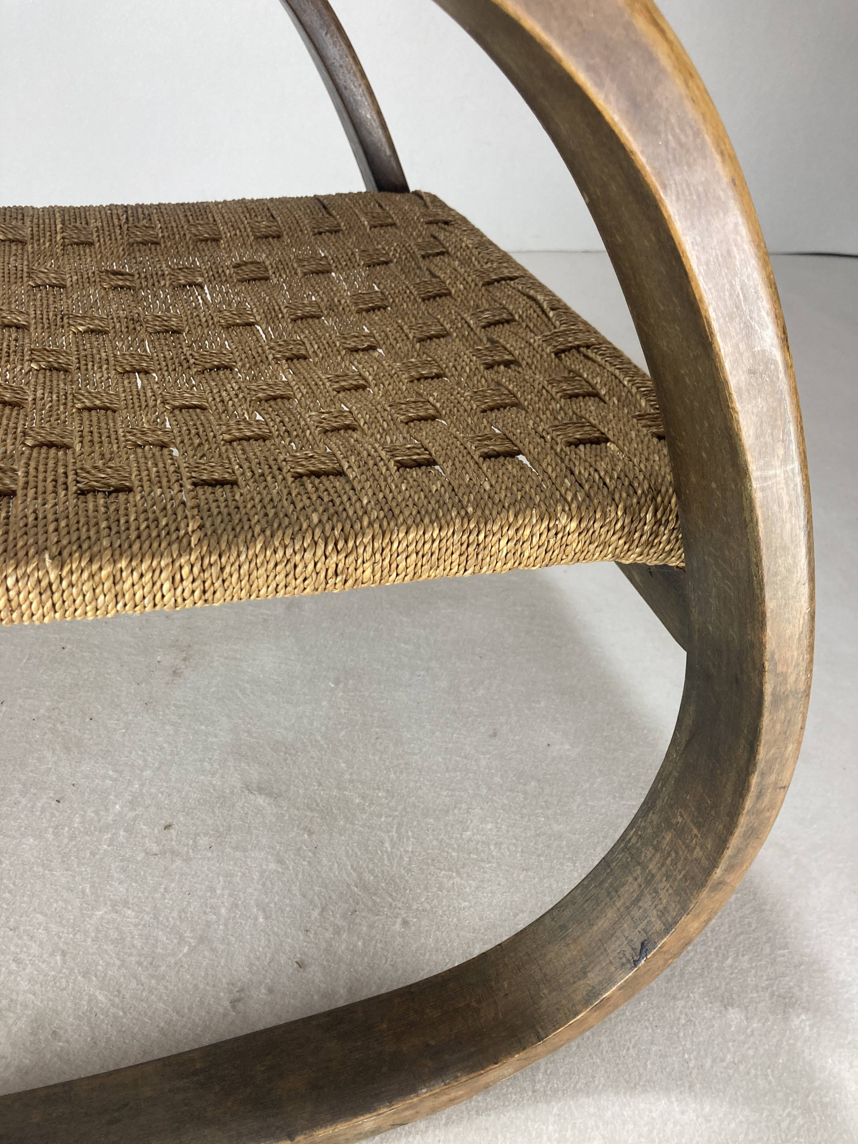 Cantilever wicker cord chair, 1930s