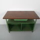 Industrial metal workbench with wooden top 1960s