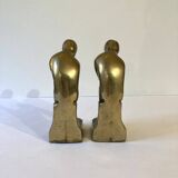 Paire de serre-livres en laiton d'après "Le penseur" de Rodin, vers 1960