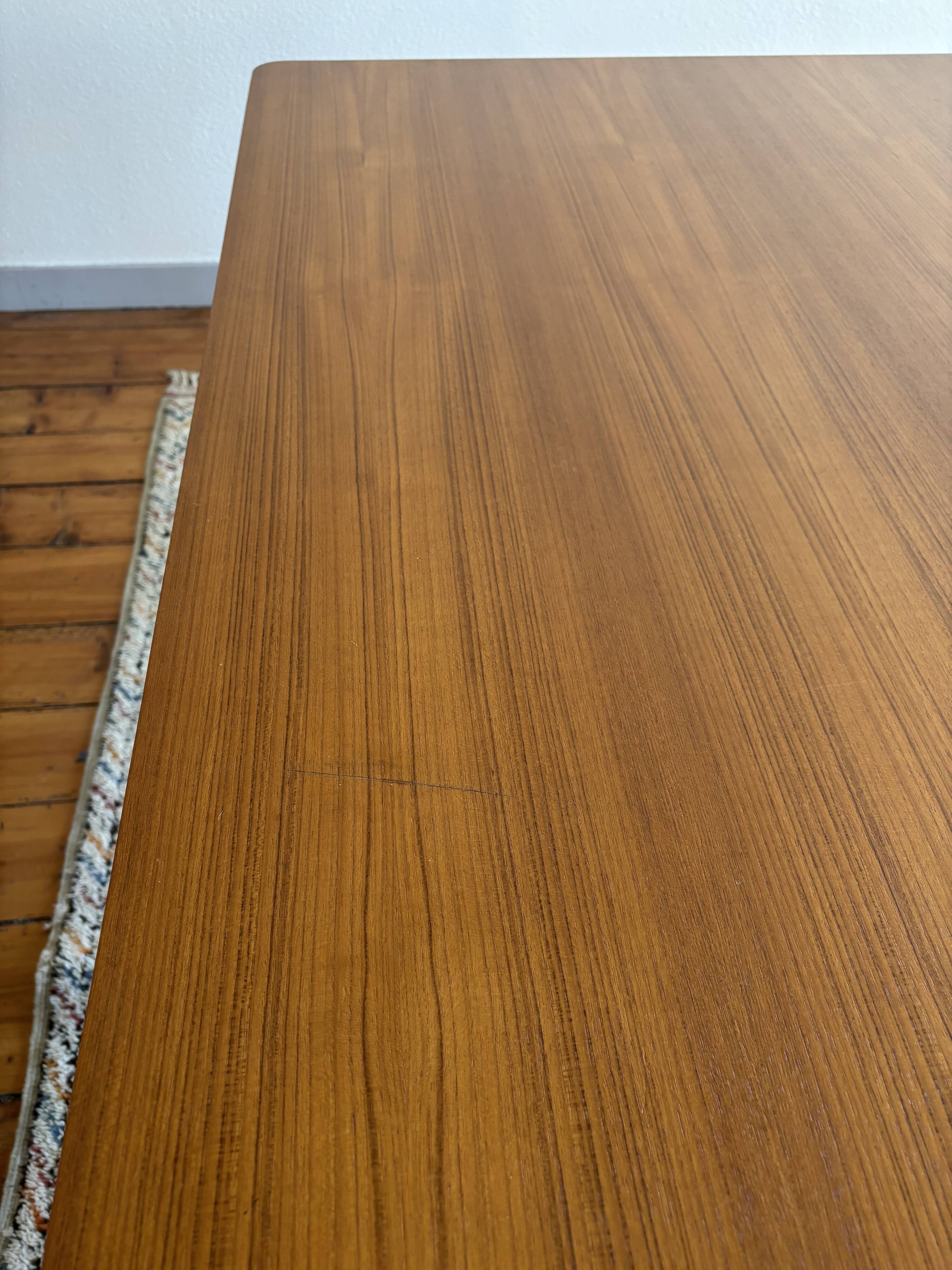 Rectangular teak Scandinavian dining table, extendable, vintage 1960s.