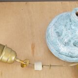Pied de lampe en grès émaillé bleu signé années 60 ou 70