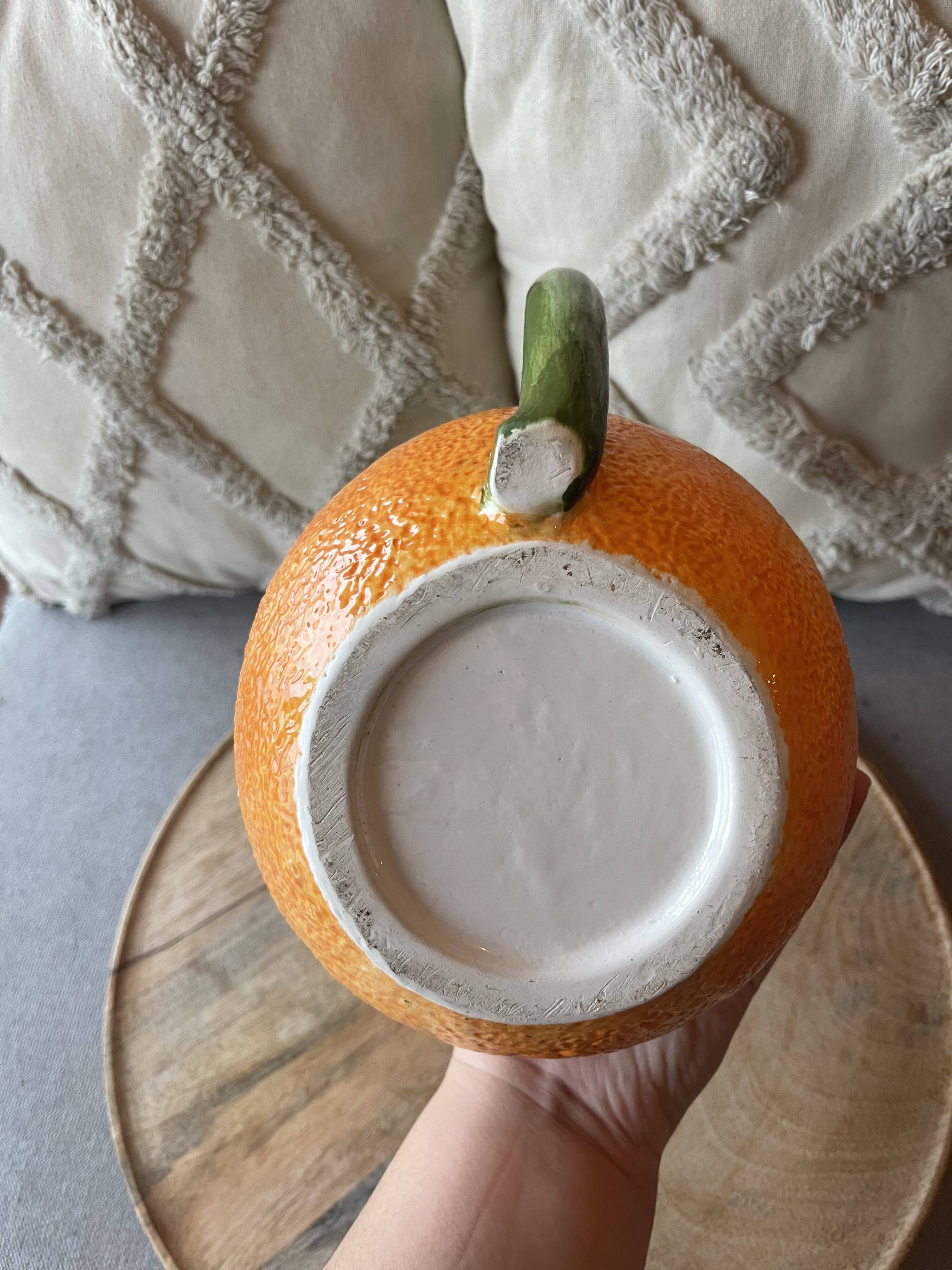 Vintage pitcher in the shape of orange mandarin clementine ceramic