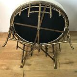 Napoleon III style ottoman in gilded metal with bamboo décor