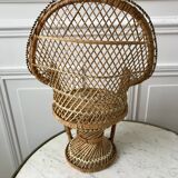 doll's armchair in wicker and rattan, Emmanuelle type, 1960s