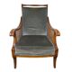 Fauteuil bergère style Régence en bois, tissu et cannage