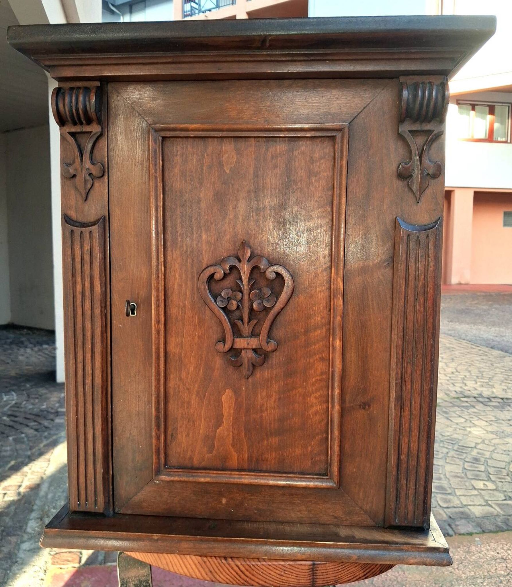 Wall-mounted or freestanding accent furniture, carved solid wood, chalet decor...