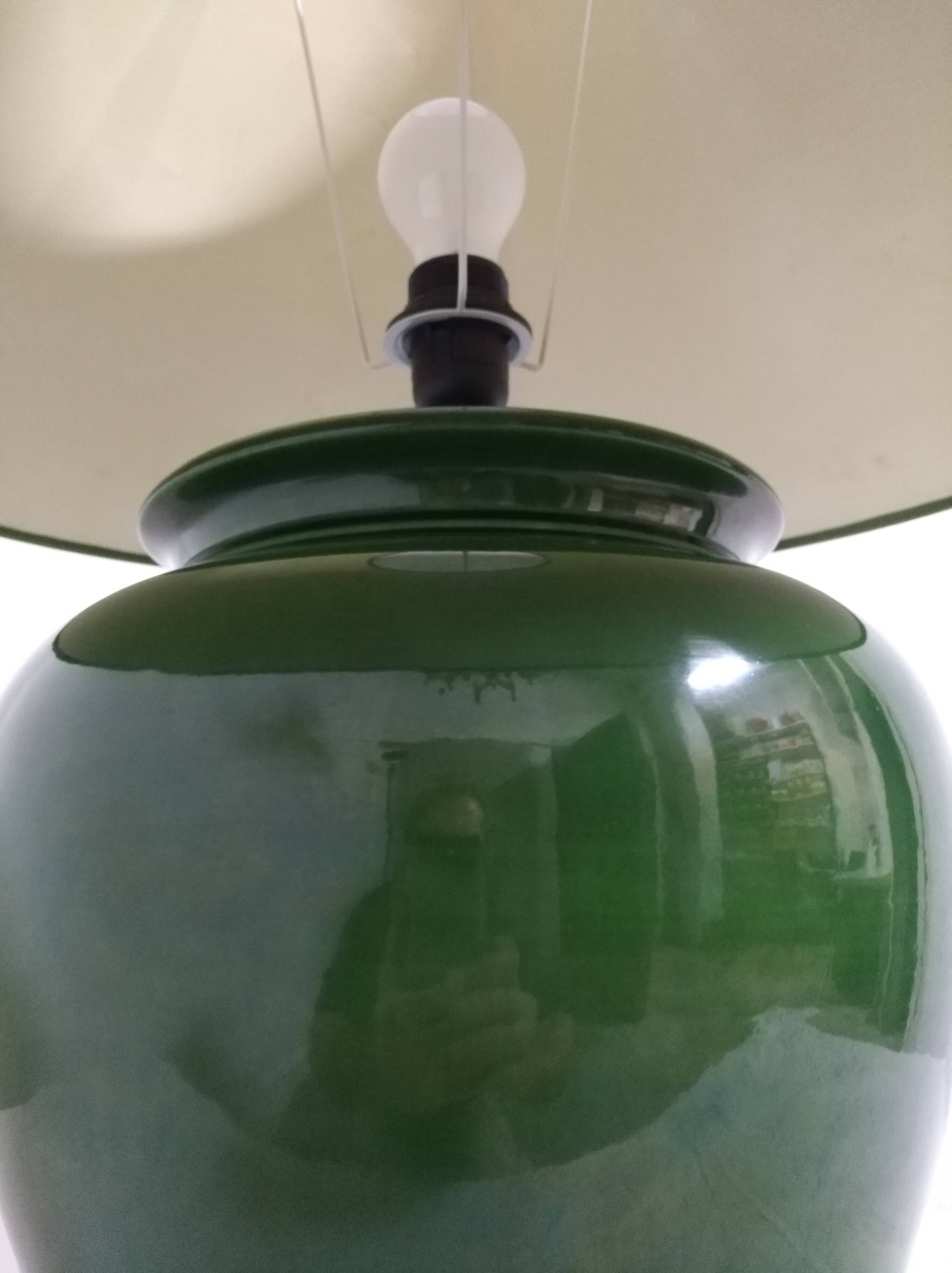 XL lamp in green earthenware from the 70s/80s