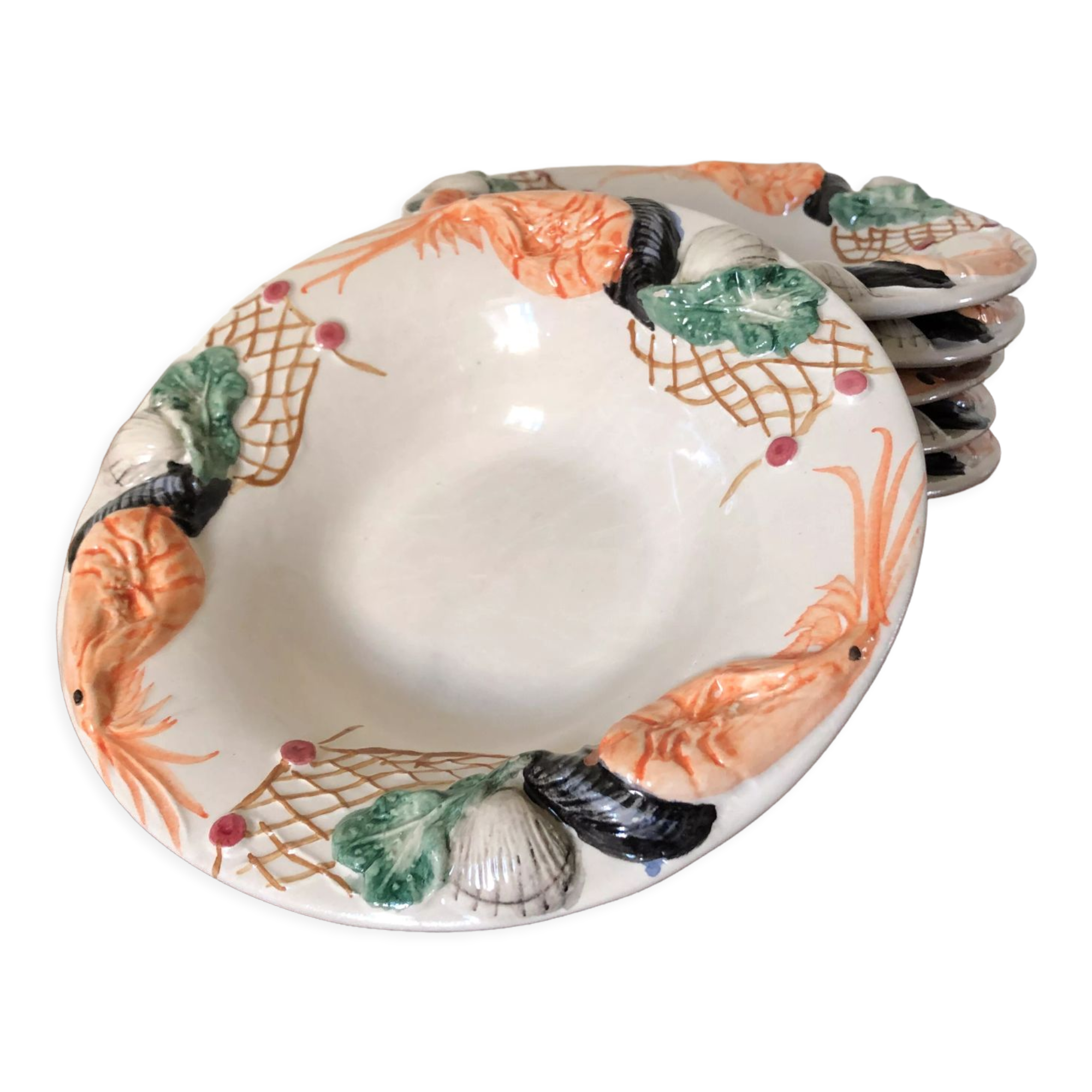 Set of 6 hollow plates in slip