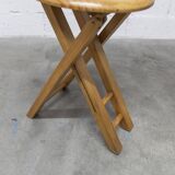 Folding stool by Roger Tallon in pine, 1960