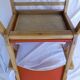 1960s wooden chair with armrests and faux leather seat
