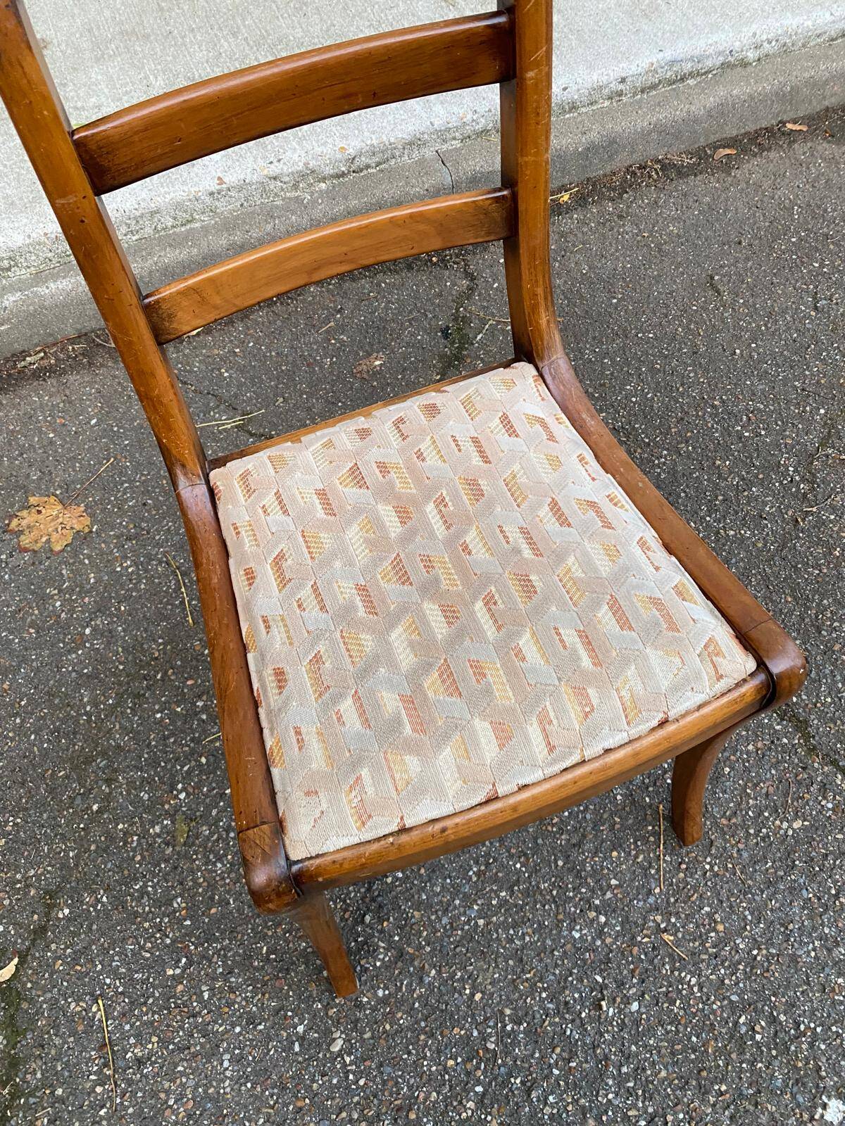 Louis Philippe solid wood and beige fabric office chair