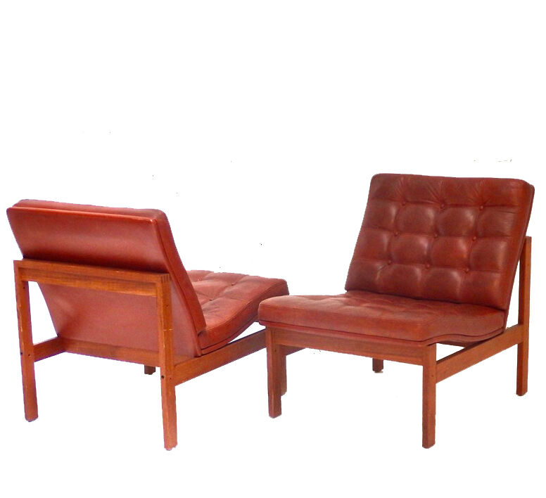 Pair of vintage armchairs by Ole Gjerlovs Knudsen and Torben Lind for France and SØn 1960