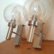 Pair of bubbled glass and inox wall lamps Doria Leuchten design 70s