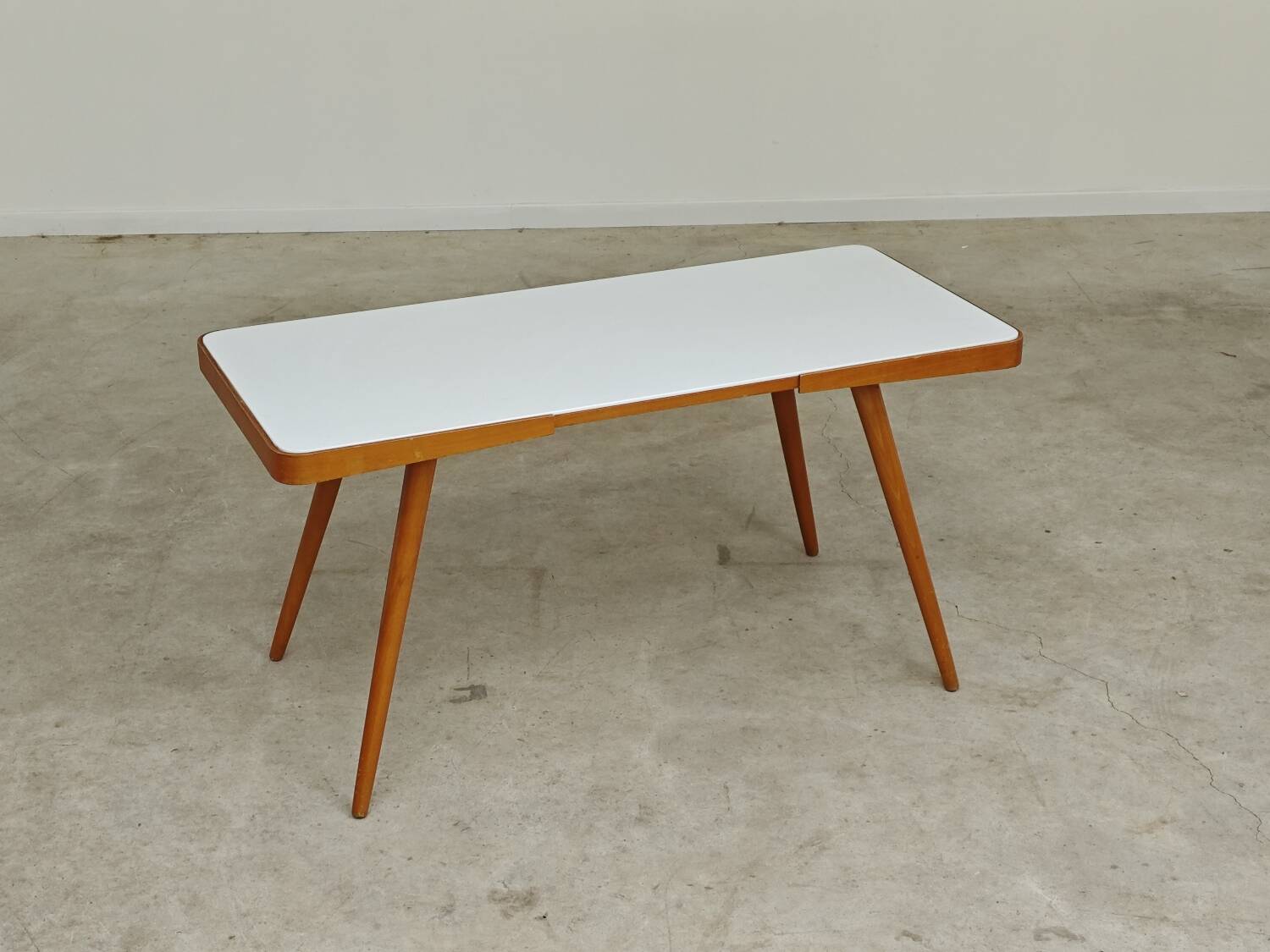 White opaxit coffee table by Jiri Jiroutek for Cesky Nabytek 1960