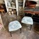 Napoleon III chair in blackened wood and green toile de Jouy.