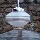 Vintage chandelier - Opaque glass globe and gold - 1950