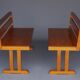 Pair of vintage scandinavian pine benches, 1970s