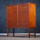 Teak Drum Cabinet with Brass Handle, Denmark, 1960s