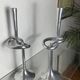 Pair of large aluminium bow candlesticks, Italy, 1970.