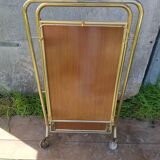 Desserte sur roulettes métal doré et formica années 70 vintage