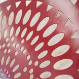 Square wall lamp in red wood and rice paper, prod. Steelline 1980