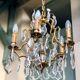 Lustre cage en bronze, 5 bras de lumière