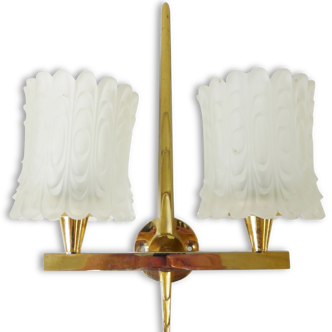 Applique double années 50 en laiton et verre 1950 vintage 50's wall light