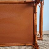 Table basse rotin et bambou rectangulaire vintage