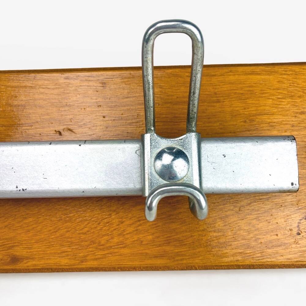 Vintage industrial wood and metal coat rack