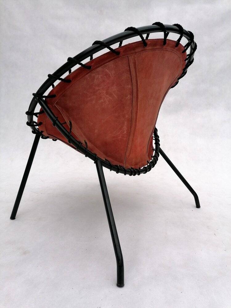 Vintage leather balloon chair, 1960s