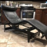 Chaise salon cassina lc4 le corbusier cuir rare cadre noir authentique