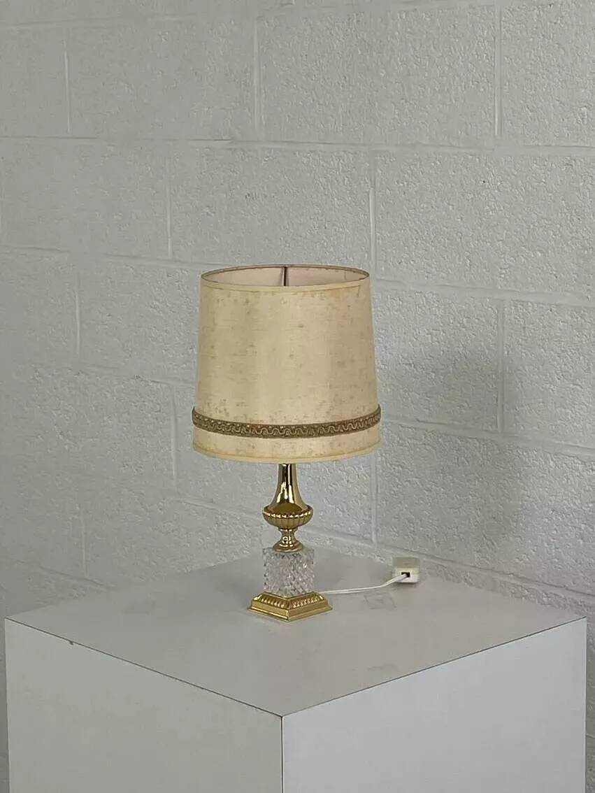 Lampe ancienne en crystal et laiton