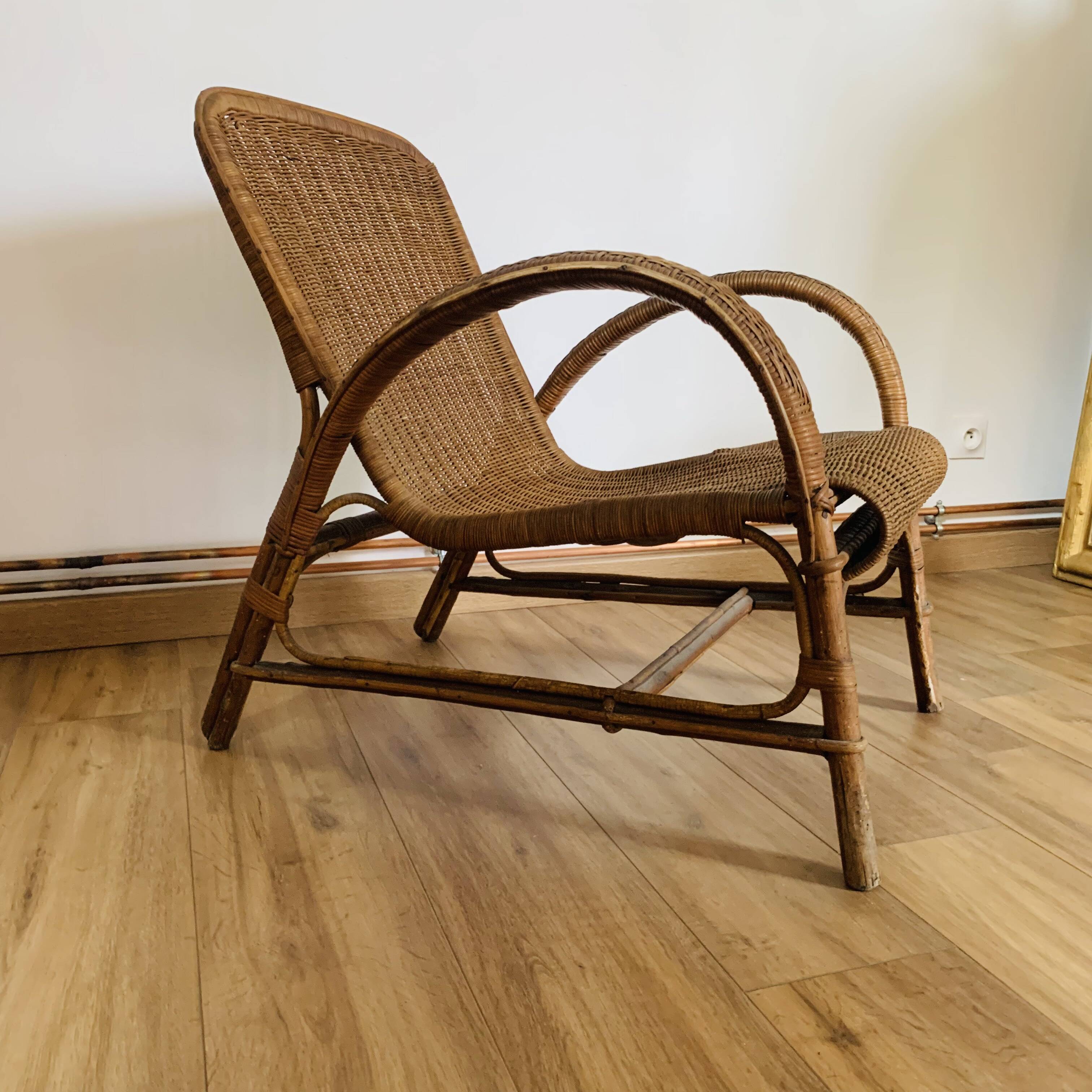 Fauteuil osier et rotin