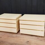 Pair of 1970 bedsides in off-white lacquered wood J-C Mahé