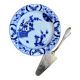 Assiette à gâteau Creil et Montereau en faïence bleue, service "Japon" vers 1895