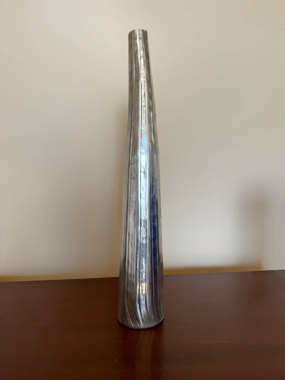 Vase soliflore aluminium chromé design italien années 70