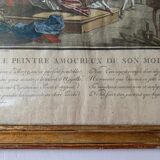 Chevallier, Le peintre amoureux de son modèle, gravure, XXème siècle