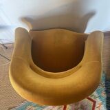 Vintage mustard yellow velvet toad armchair