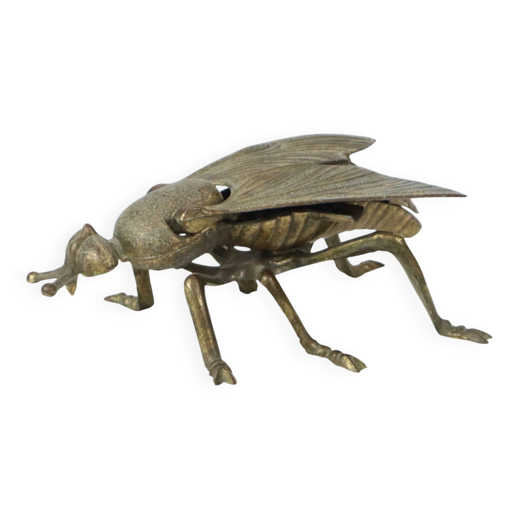 Broche Vintage Plaquée Or - Motif Abeille/mouche Avec Perle - Années 80 - Occasion
