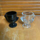 Pair of Antique Egg Cups in Black Opaline and Vintage Moulded Glass