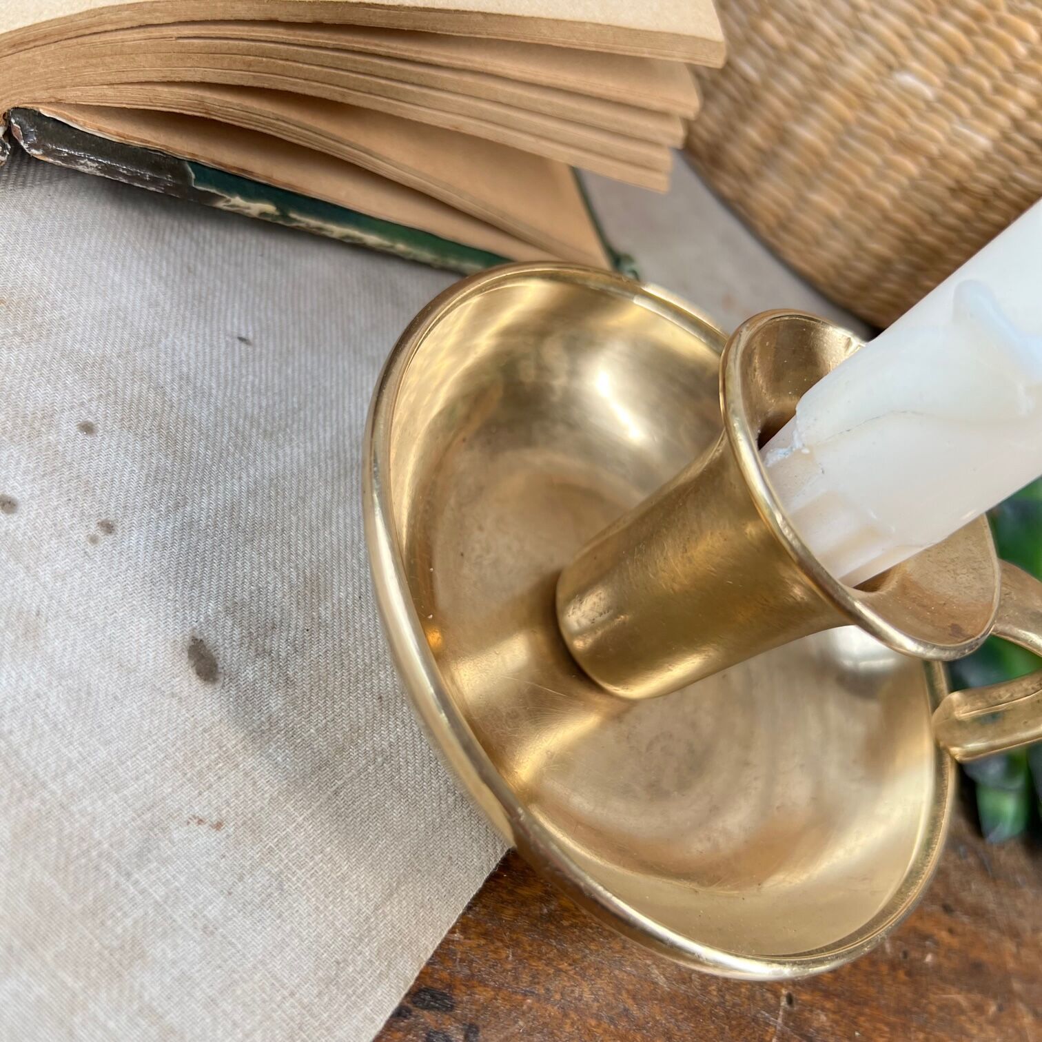 Brass cellar rat candle holder