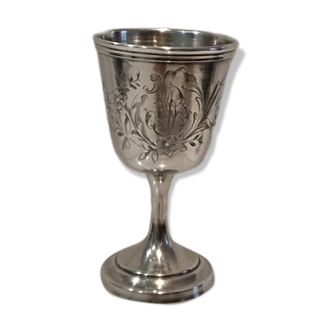 950 silver egg cup, Minerva style, Art Nouveau engraving MB?