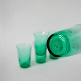 Lot de 6 verres en verre vert 1970