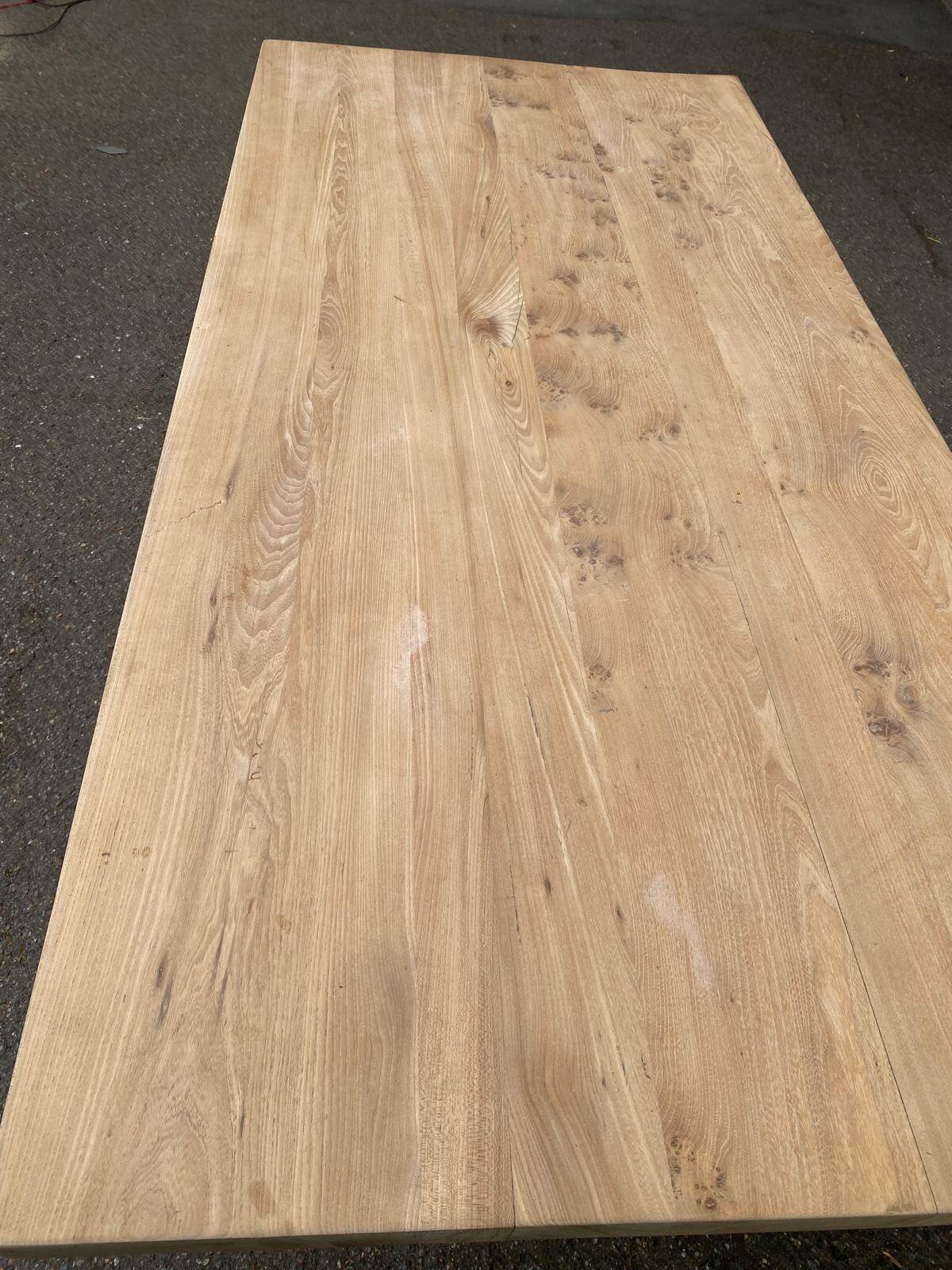 Grande table de monastère brutaliste en chêne massif 210x100cm 70s