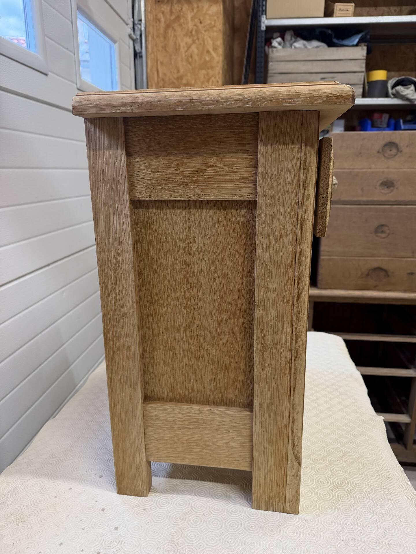 Solid oak bedside table