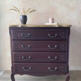 Louis XV style commode renovated - natural wood top and deep stain