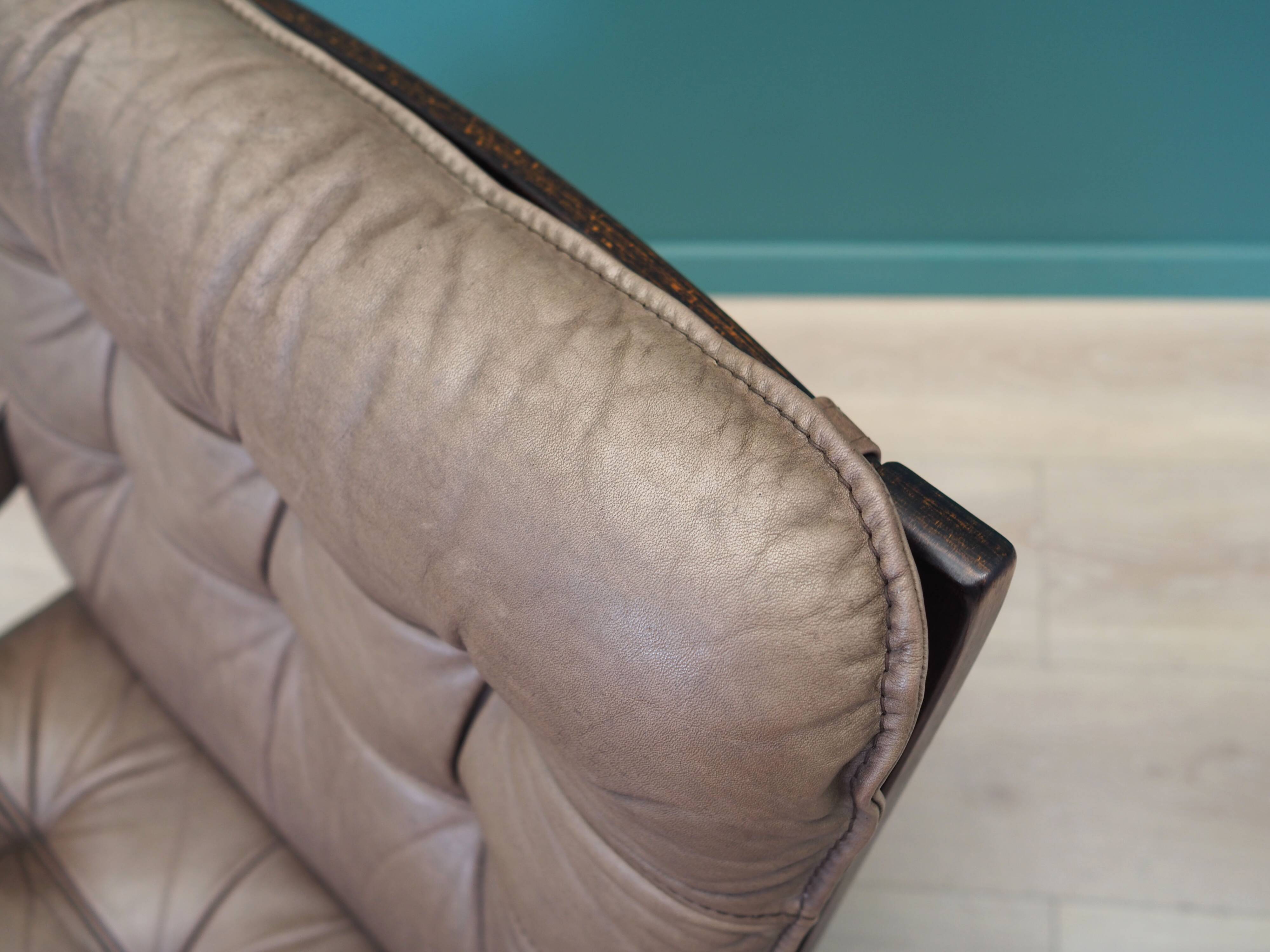 Leather armchair, Danish design, 1960s, manufactured by Genega Møbler